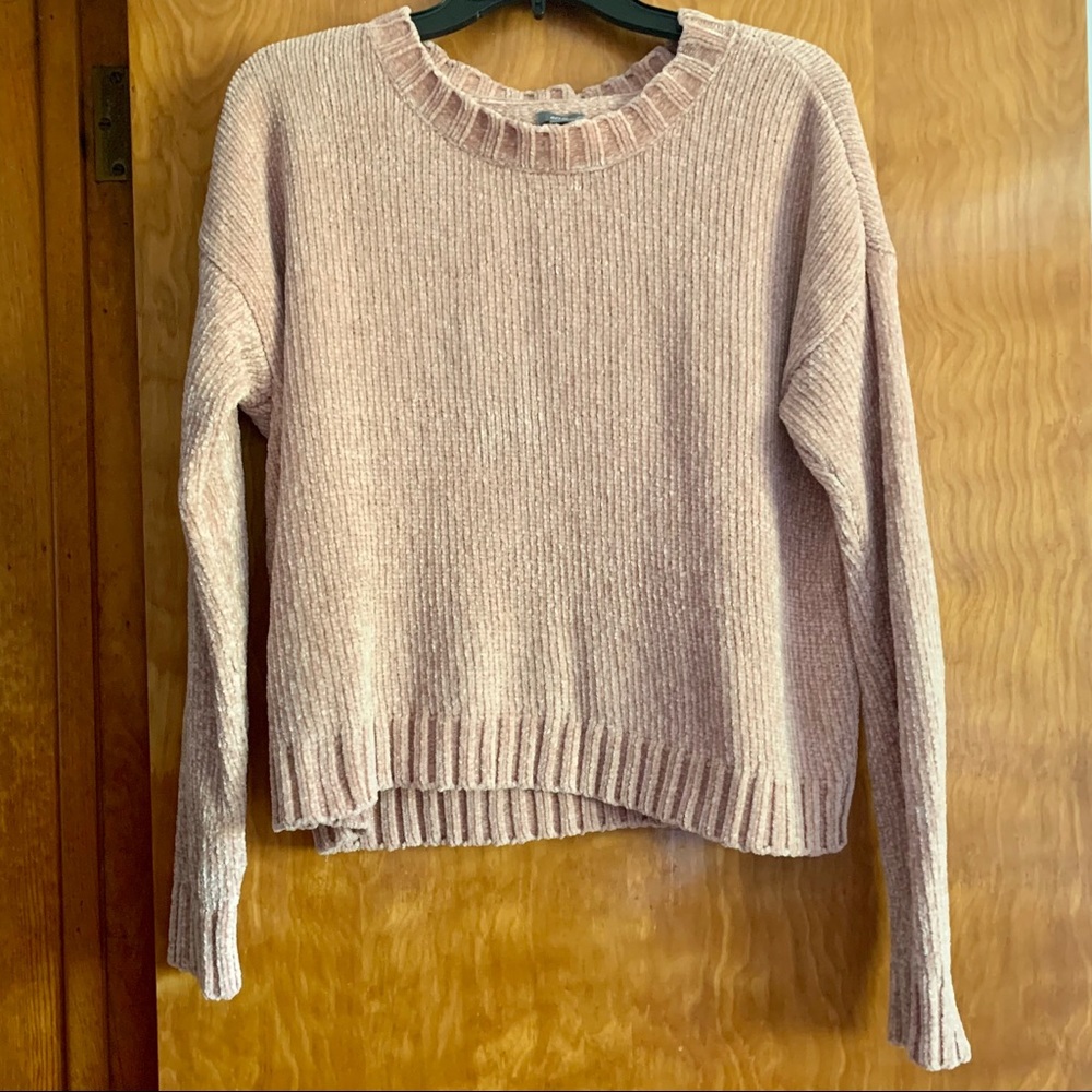 Aerie Crushed Velvet Light Pink Sweater Medium